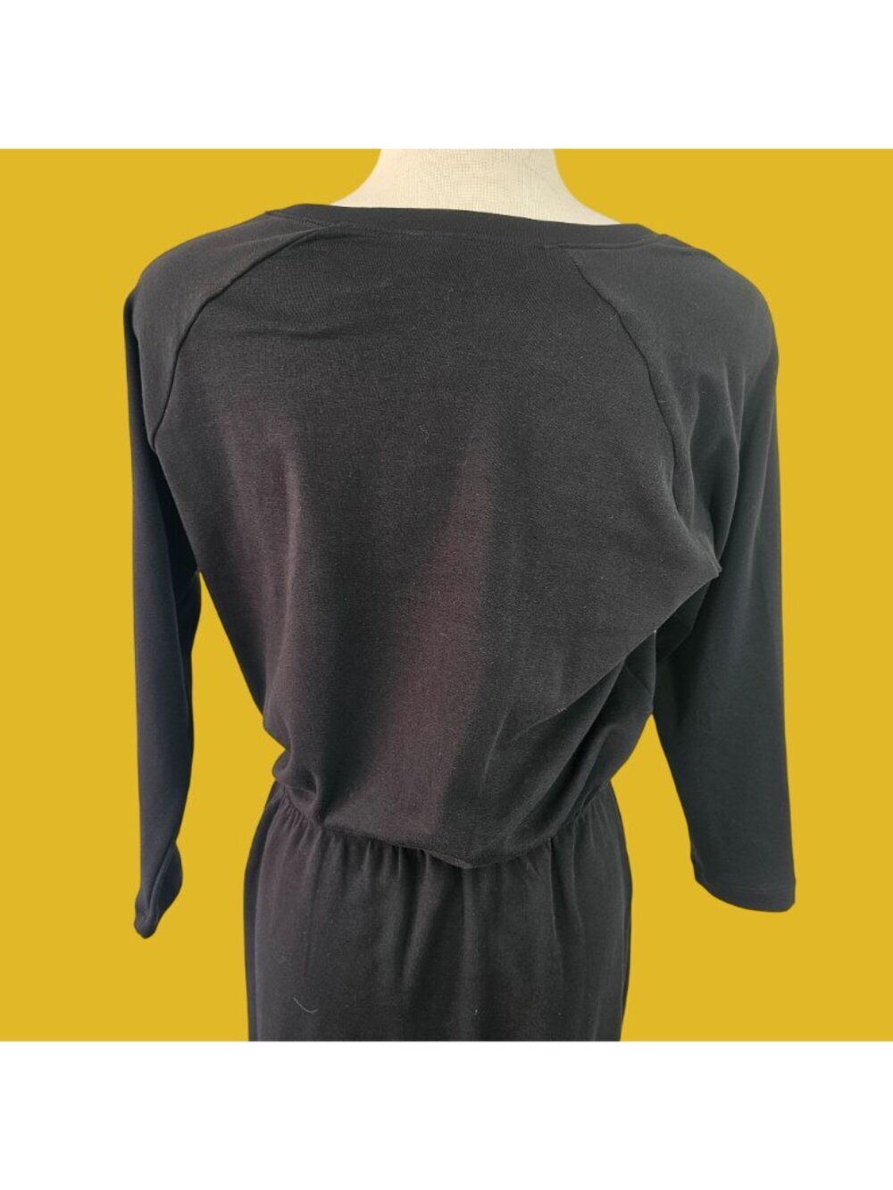 Jarbo Black Pima Cotton Blouson Sheath Sz S/M Stretchy Boat Neck Raglan Slv New — image 8 of 8